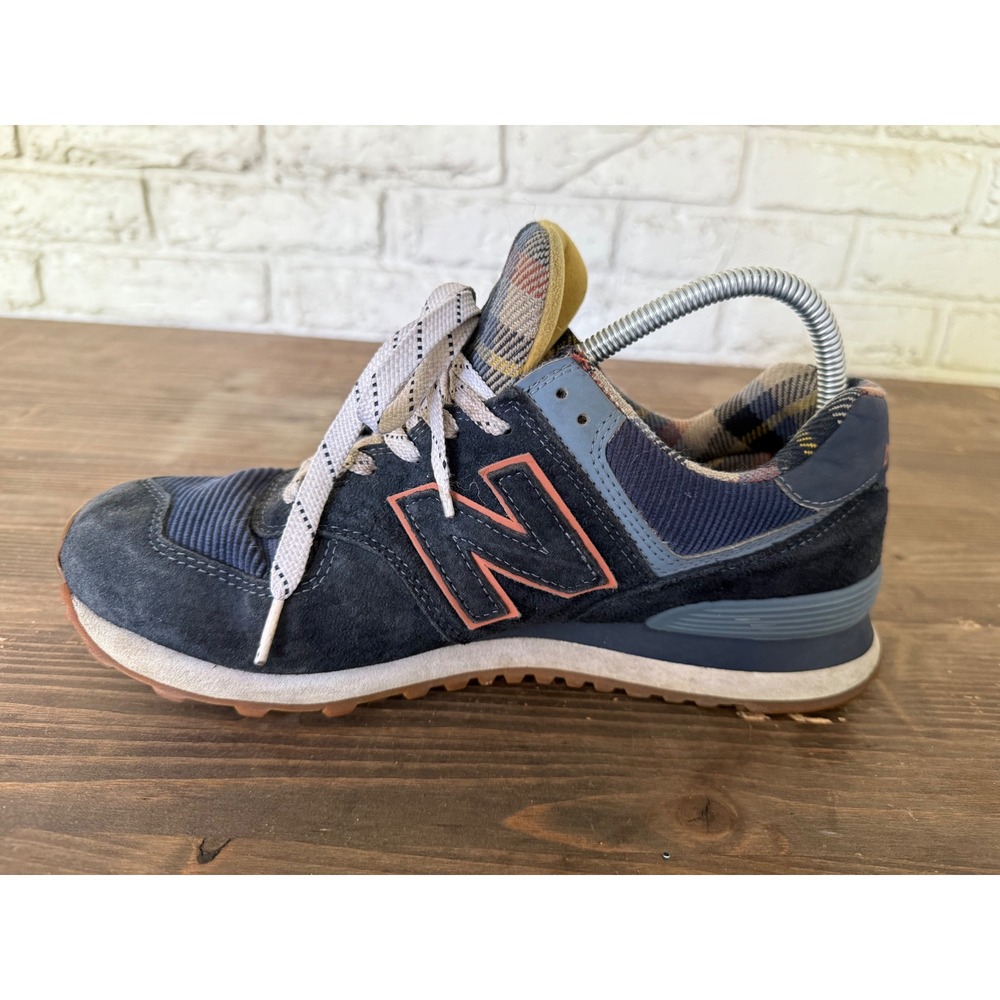New Balance 574 HMK Dark Blue Plaid Suede Men's Limited Edition Sneakers Sz 9.5 - Picture 8 of 11